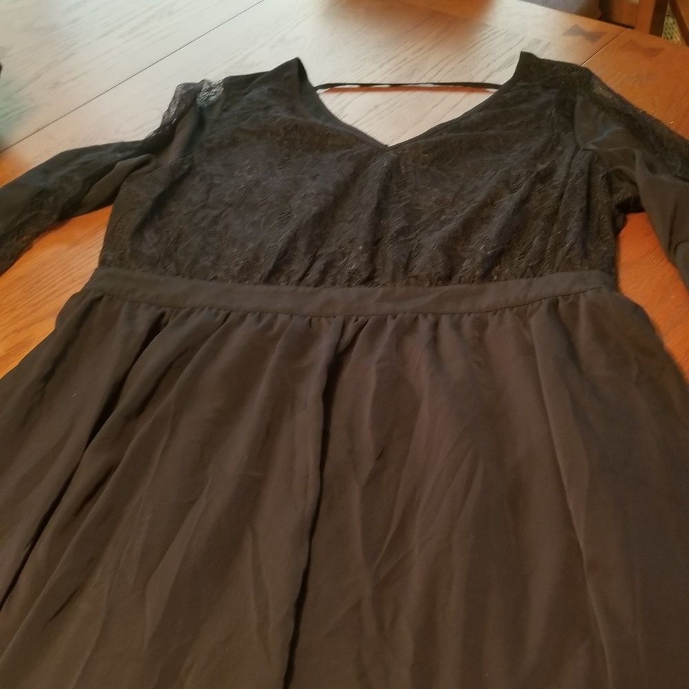 Lane Bryant Lace Arm baby doll Black Dress